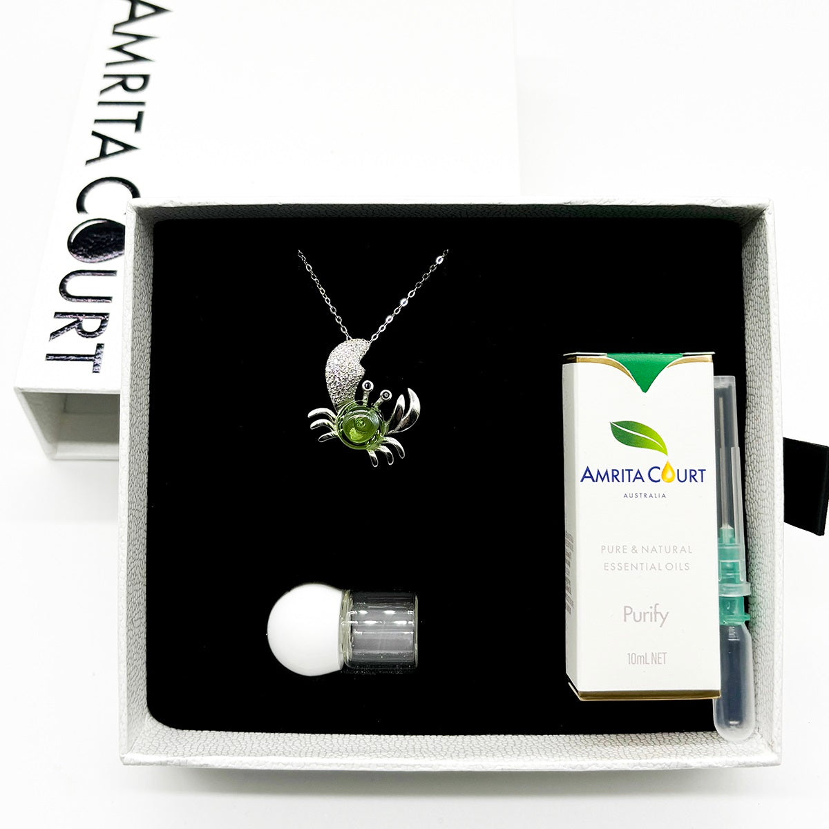 Sterling Silver King Crab Aroma Necklace - Lime | Energy & Healing | Diffuse on the go