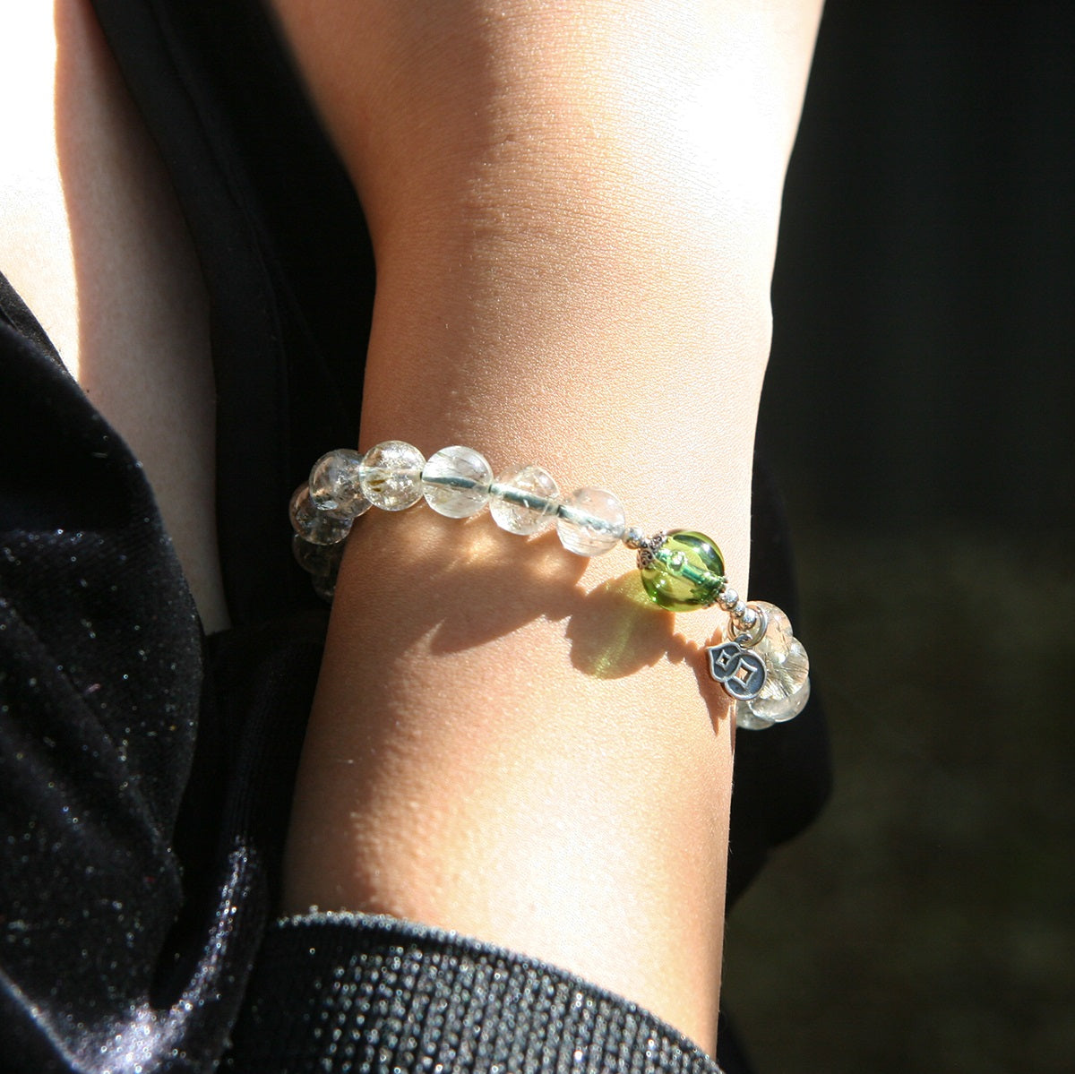 Sterling Silver Crystal Aroma Bracelet - Ghost Phantom Quartz | Energy & Healing | Diffuser Jewellery | Unique Gift