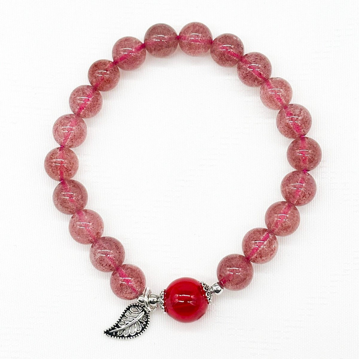 Sterling Silver Crystal Aroma Bracelet - Strawberry Quartz | Energy & Healing | Diffuser Jewellery