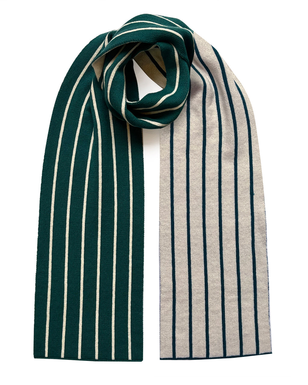 Thin Stripe Wool & Cashmere Scarf Teal