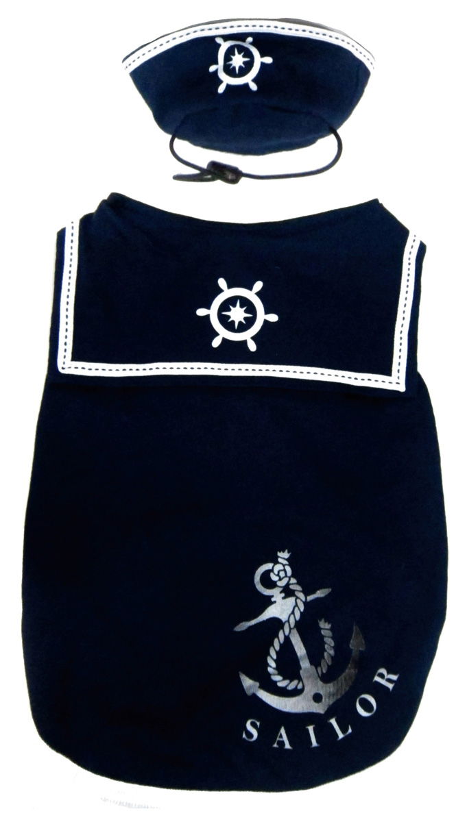 Happy Puppy Sailor Shirt With Hat Navy Blue Xsml