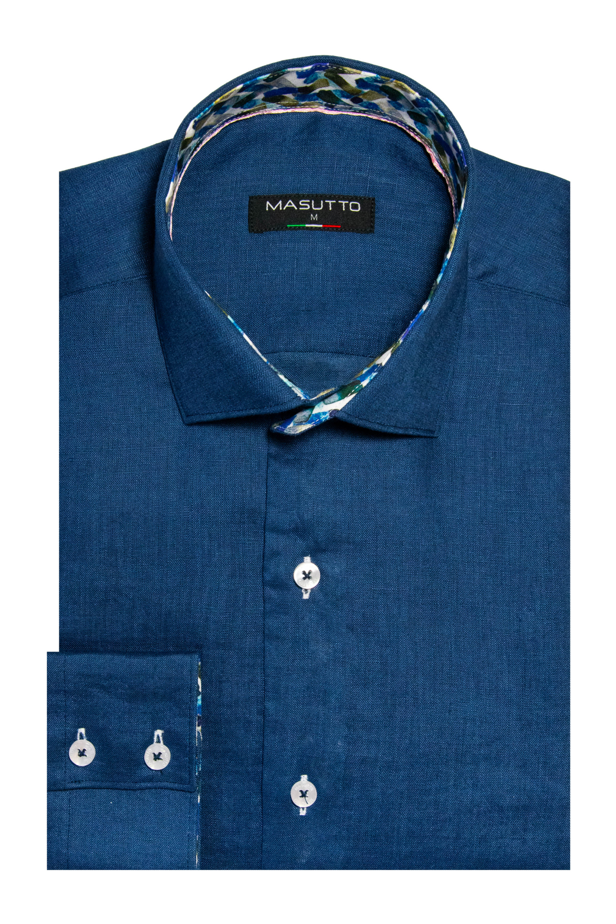 MASUTTO DELLA/92 LINEN LONG SLEEVE BUTTON DOWN SHIRT