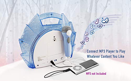 EKids FR-115F2eKids Frozen Sing Along Boombox with Microphone, Built in Music, Flashing Lights,Connects Mp3 Player Aux in Audio Device,blue