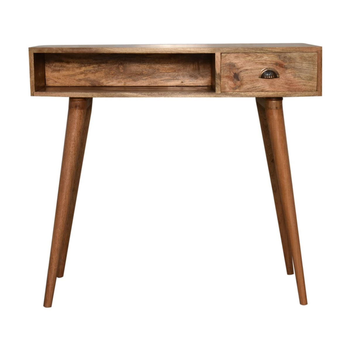 Artisan Solid Wood Writing Desk with Open Slot and Cable Access