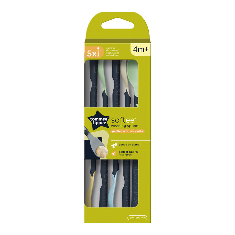 Tommee Tippee Design Weaning Spoons x5 | Soft Baby Spoons from 4 Months