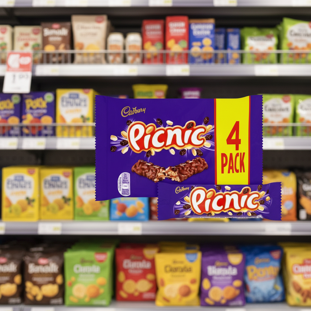 10 x tableta de chocolate Cadbury Picnic paquete de 4 de 152 g