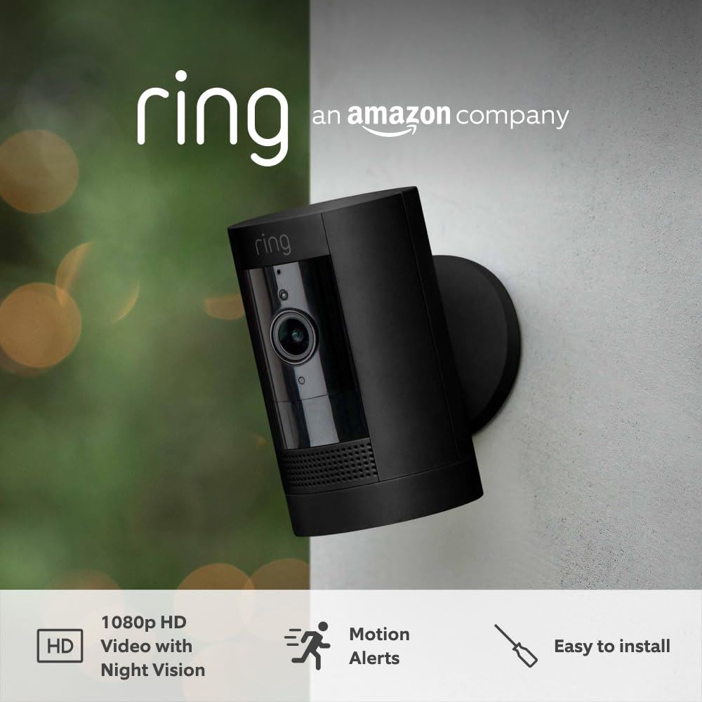 Ring Indoor and Outdoor Camera | Stick Up Cam Plug-In - Black (2nd Gen)