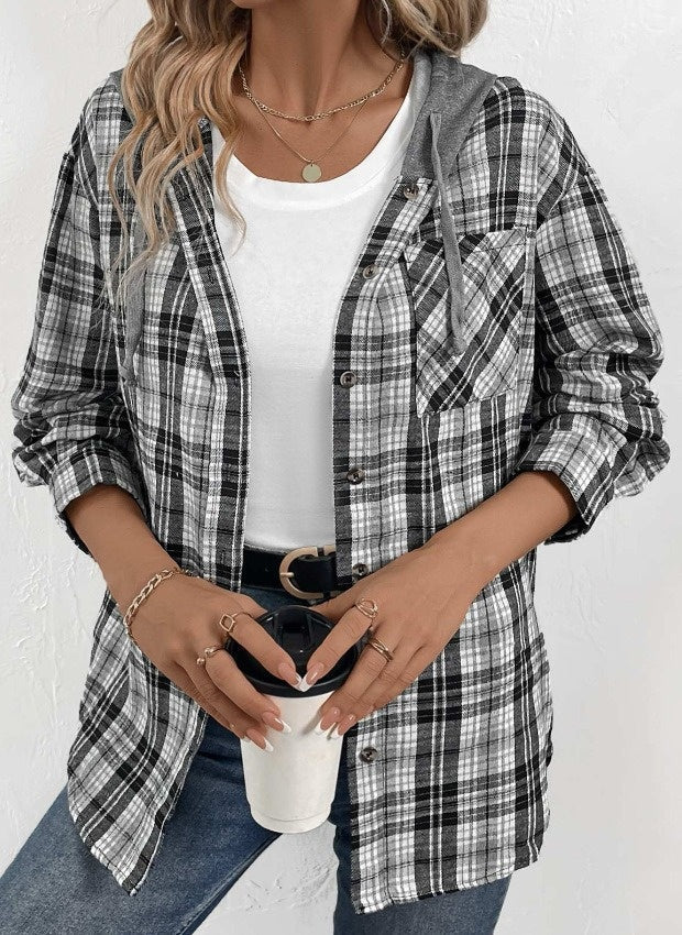 Women's Casual Fashion Loose-fit Plaid Shirt