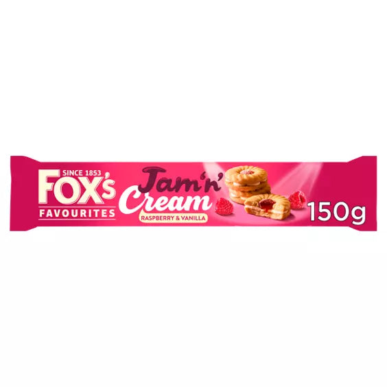 Fox's Favourites Jam N Cream Himbeere & Vanille 150g | 20er-Pack