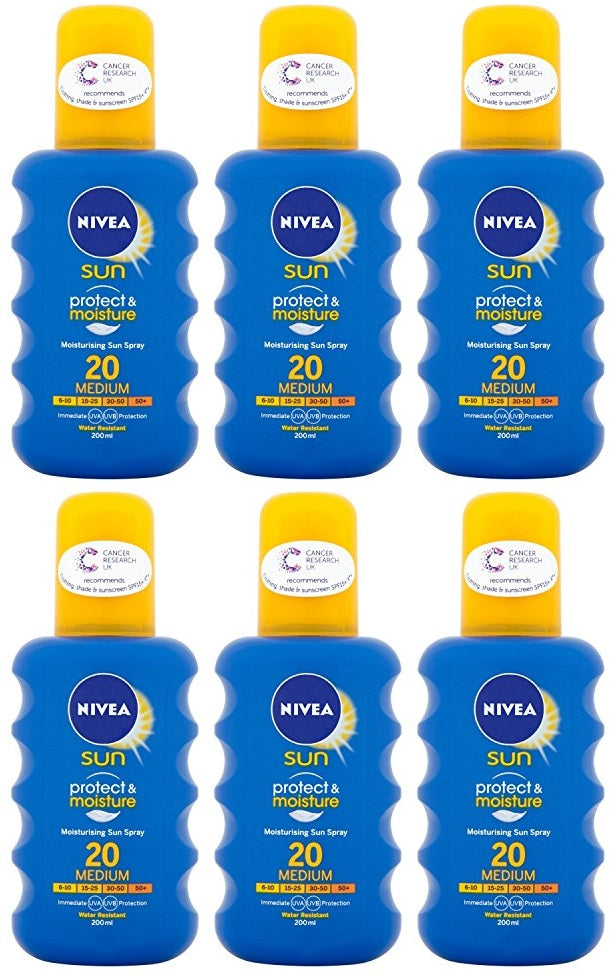6 x Nivea Protect & Moisture Spray con Dosificador Spf 20 200Ml