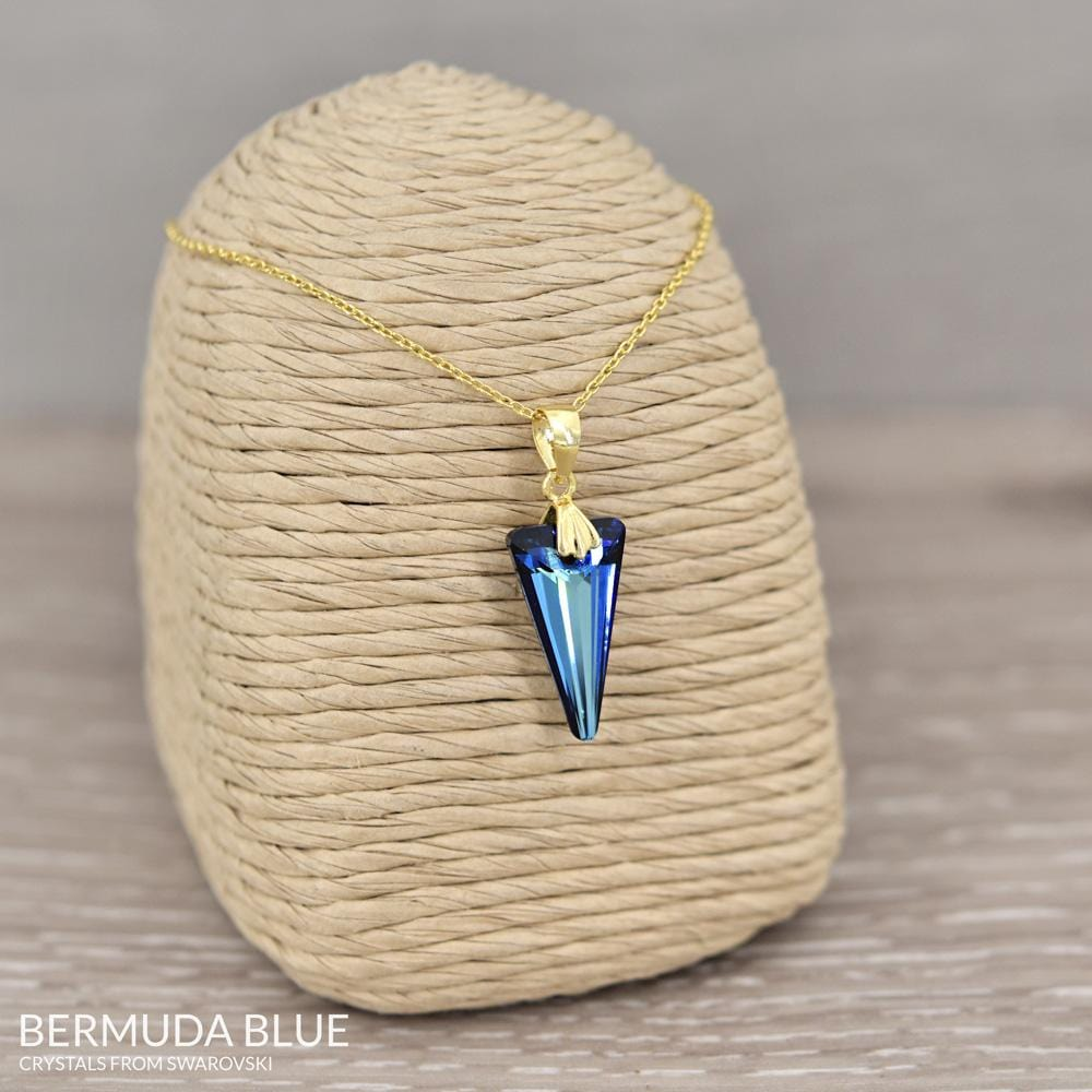 24K Silver Gold Blue Pendant Necklace