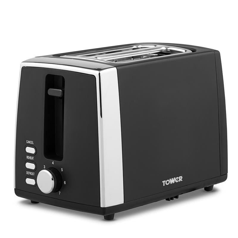 Tower Ash Black 2 Slice Toaster UK Plug