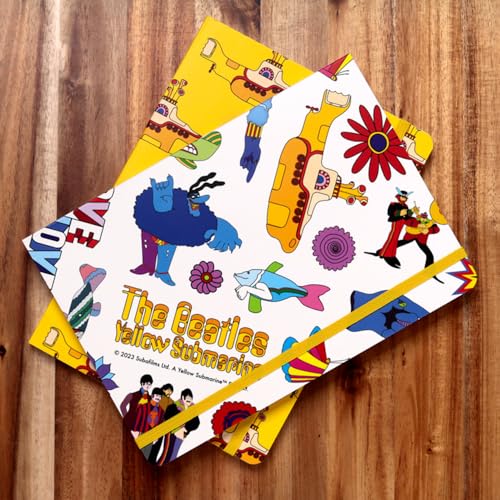 Puckator A5 Lined Notebook in Recycled Paper – Yellow Submarine, Beatles – White