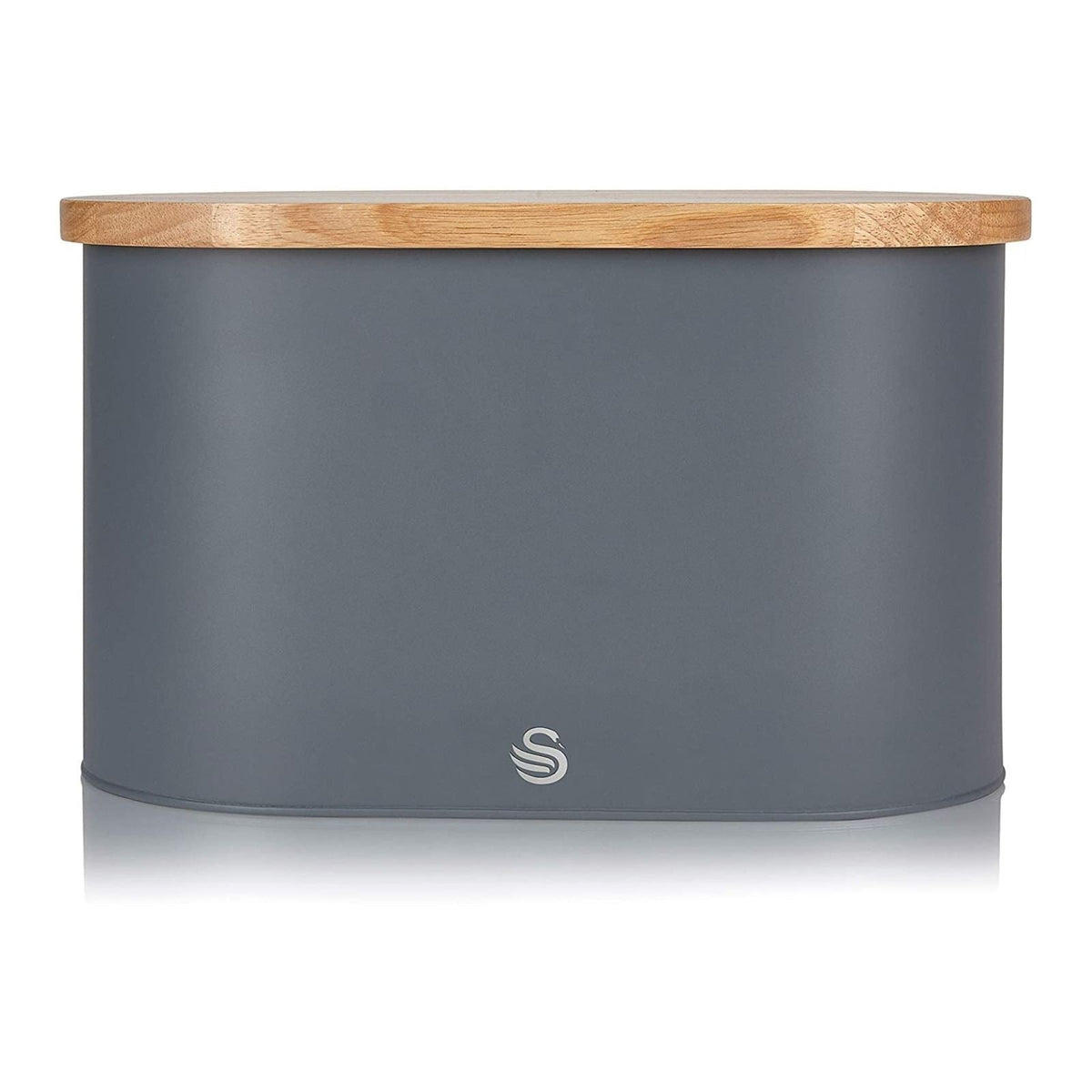 Swan Grey Nordic Oval Bread Bin w/Cutting Board Lid