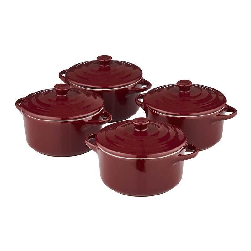 Tower Barbary & Oak Red Set Of 4 Foundry 10cm Mini Casseroles Dishes
