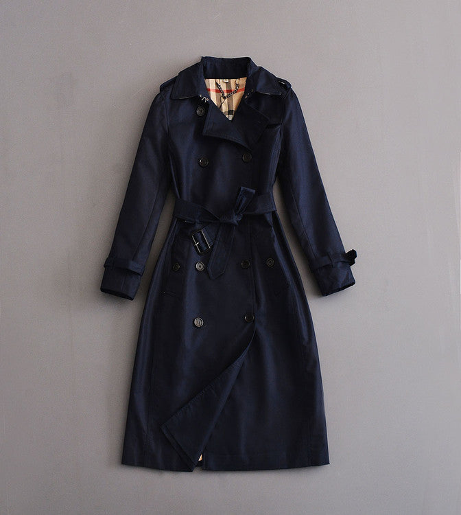 Double-breasted mid-length trench coat
