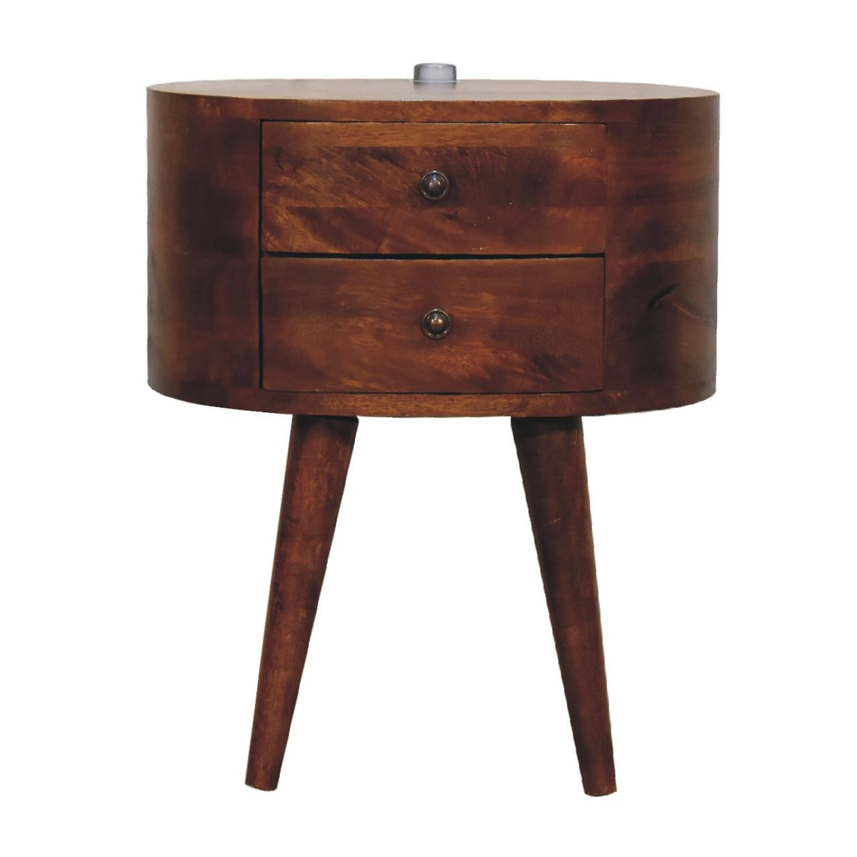 Artisan Chestnut Rounded Bedside Table with Reading Light