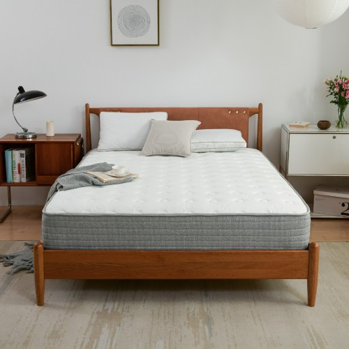 MTS010 White and Grey Spring and Memory Form Hybrid Mattress-Small Double 120