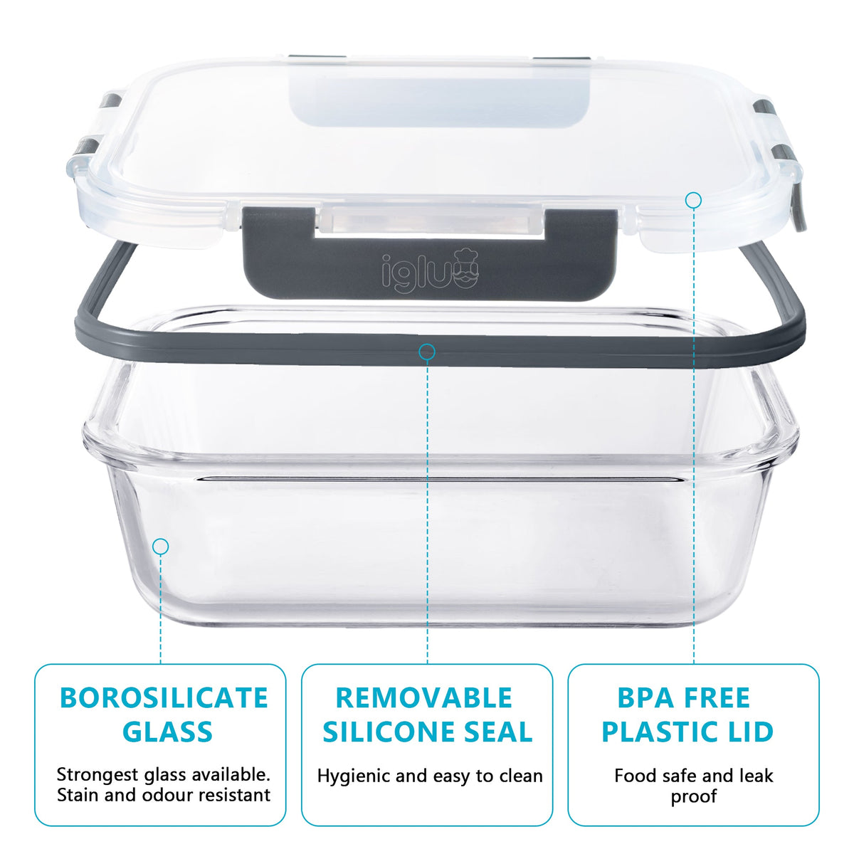 Igluu Meal Prep Glass Food Storage Containers | 10 Pack | 1050ml & 370ml