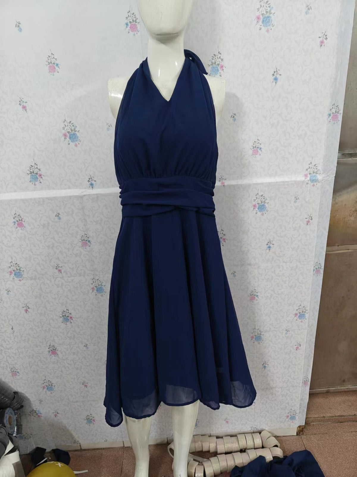 Chiffon V-neck Patchwork Women's Clothing Dress