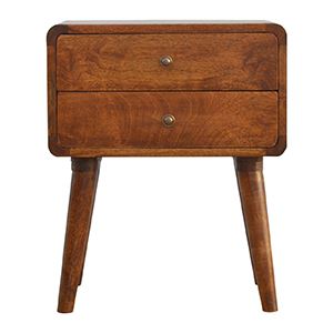 Artisan Curved Chestnut Bedside Table