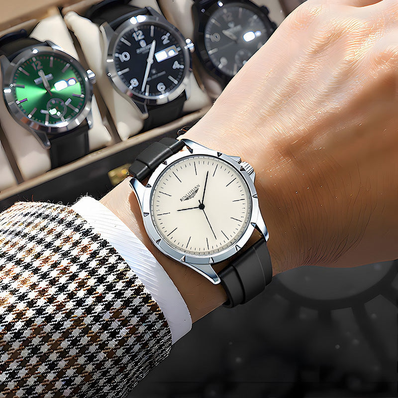 Leather Strap Waterproof Quartz Mens Watch