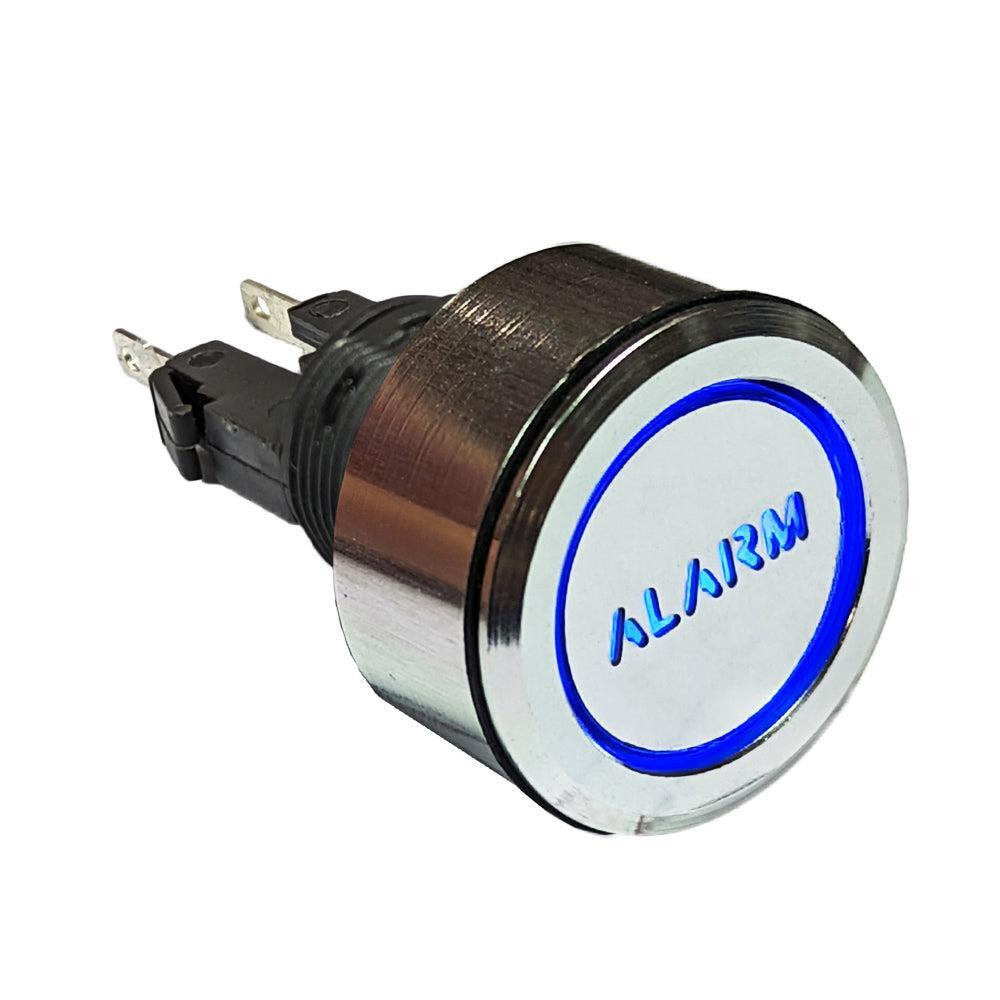 Savage 12V Blue LED Push Button Switch - Alarm Control Latching for Universal Use