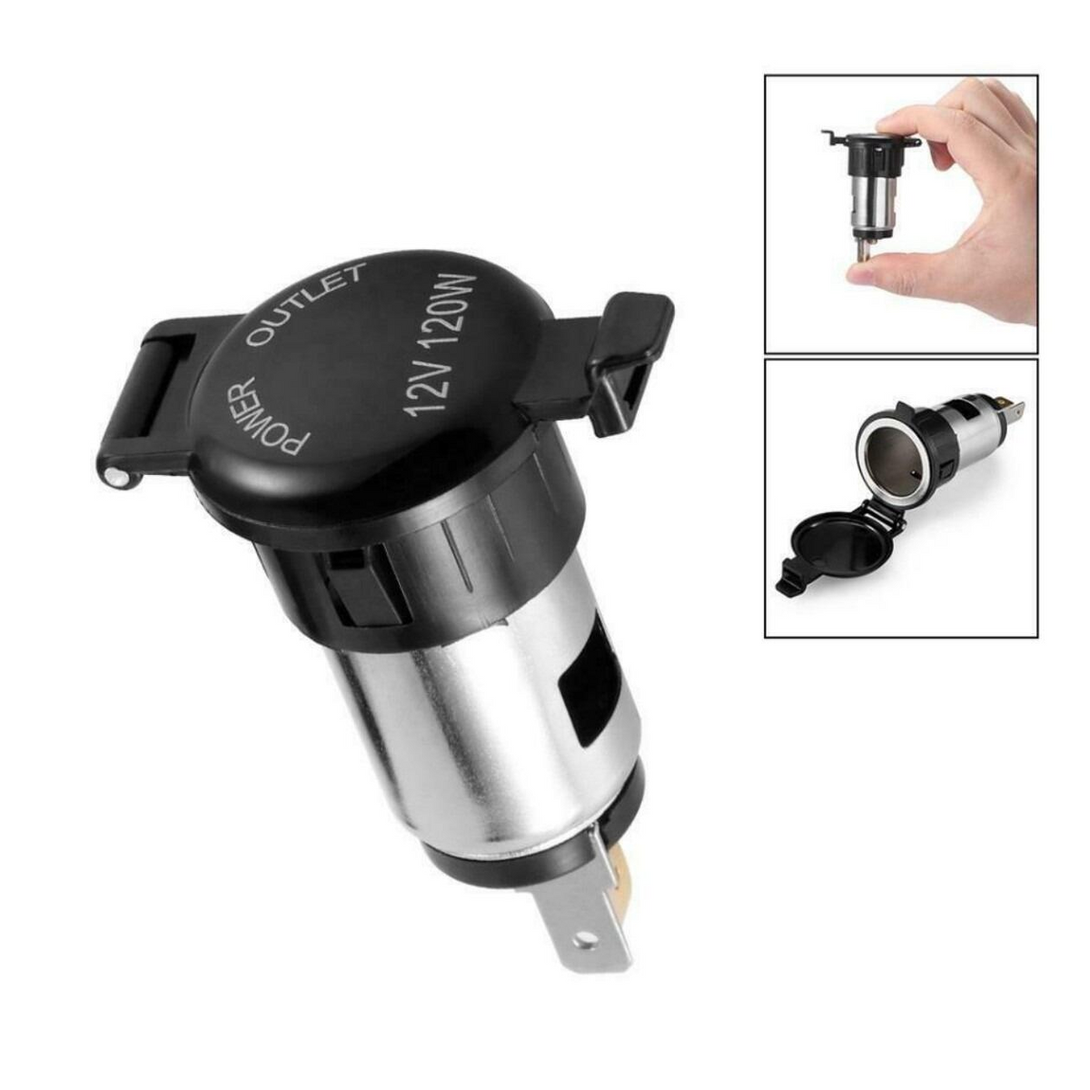 Universal 12V Car Cigarette Lighter Socket Plug Adapter With Closing Cap