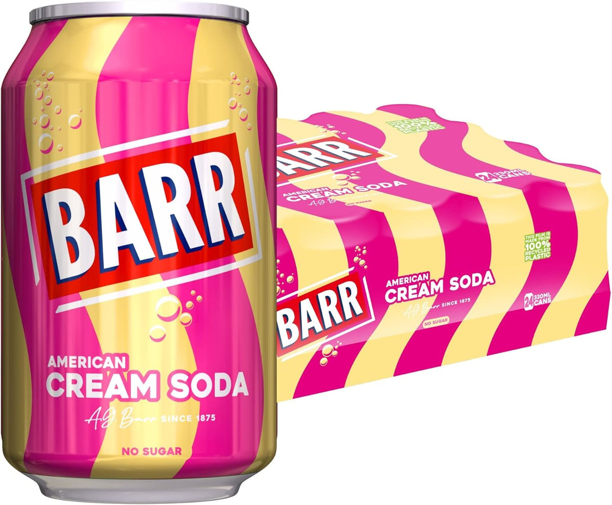 24 latas de refresco Barr Cream Soda - 330 ml