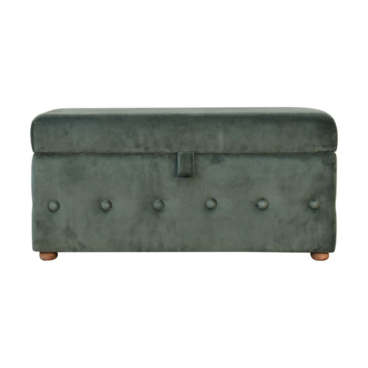 Artisan Emerald Green Lid-up Cotton Velvet Ottoman