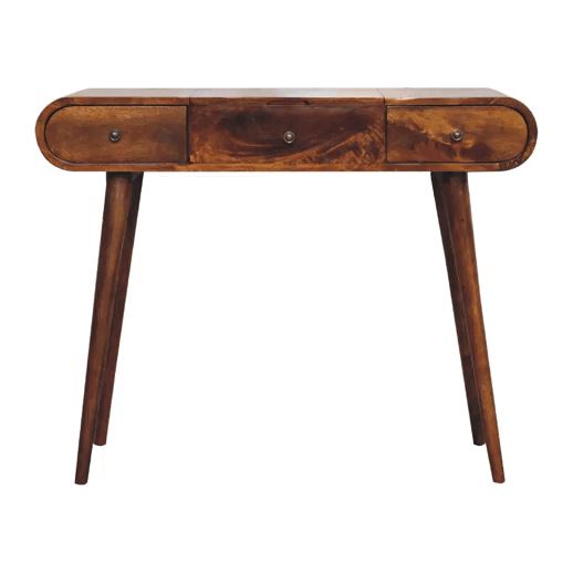 Artisan Chestnut Dressing Table with Foldable Mirror