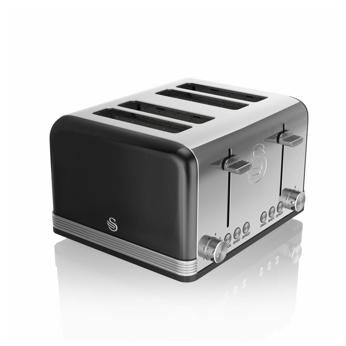 Swan 4 Slice Retro Black Toaster