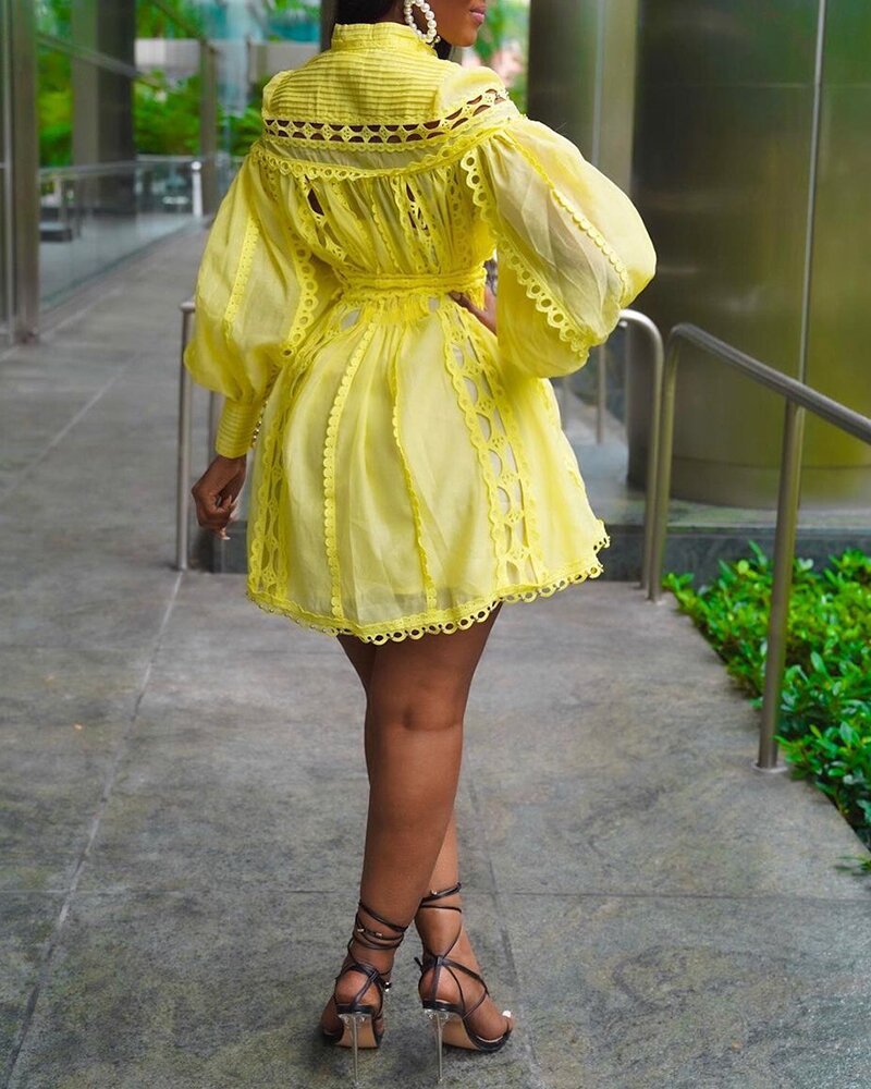 Women's Fashion Dress Long Petal Sleeve Slash Sexy Dress