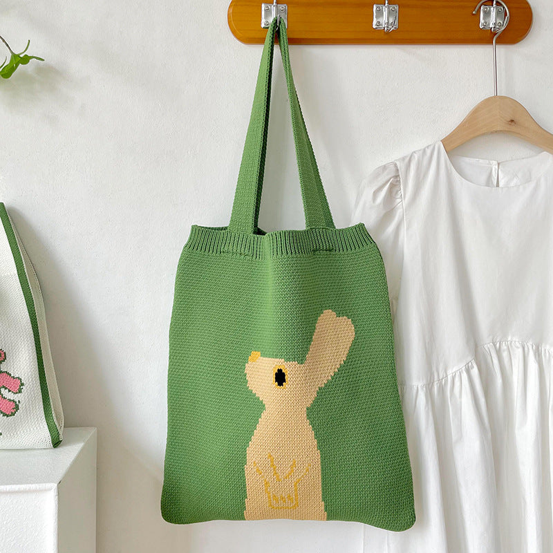 Rabbit Knitted Shoulder Bag Large Capacity Tote