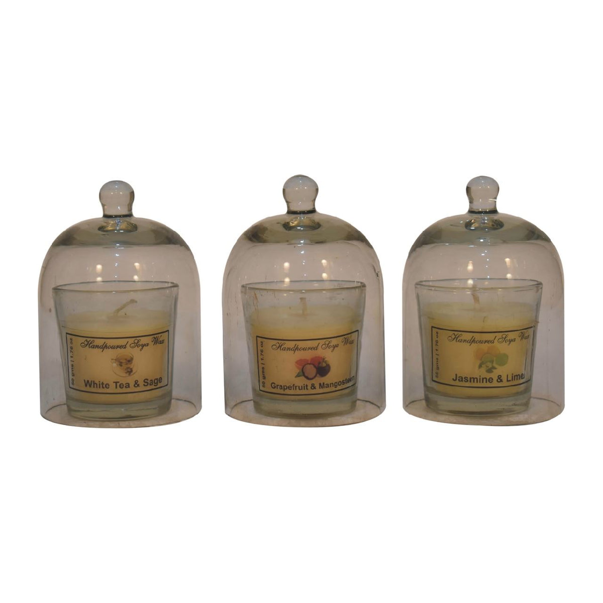 Artisan Round Candle Set of 3 (White Tea & Sage, Grapefruit & Mangosteen, Jasmine & Lime)