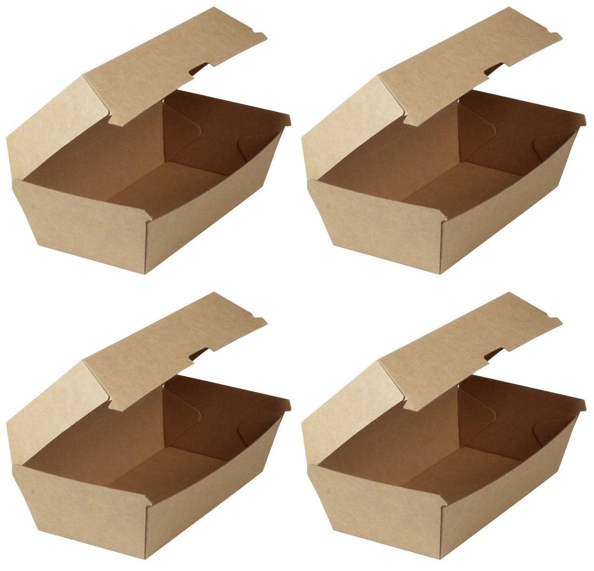 4 x Caja tipo concha corrugada para aperitivos n.º 9, paquete de 50 x 4