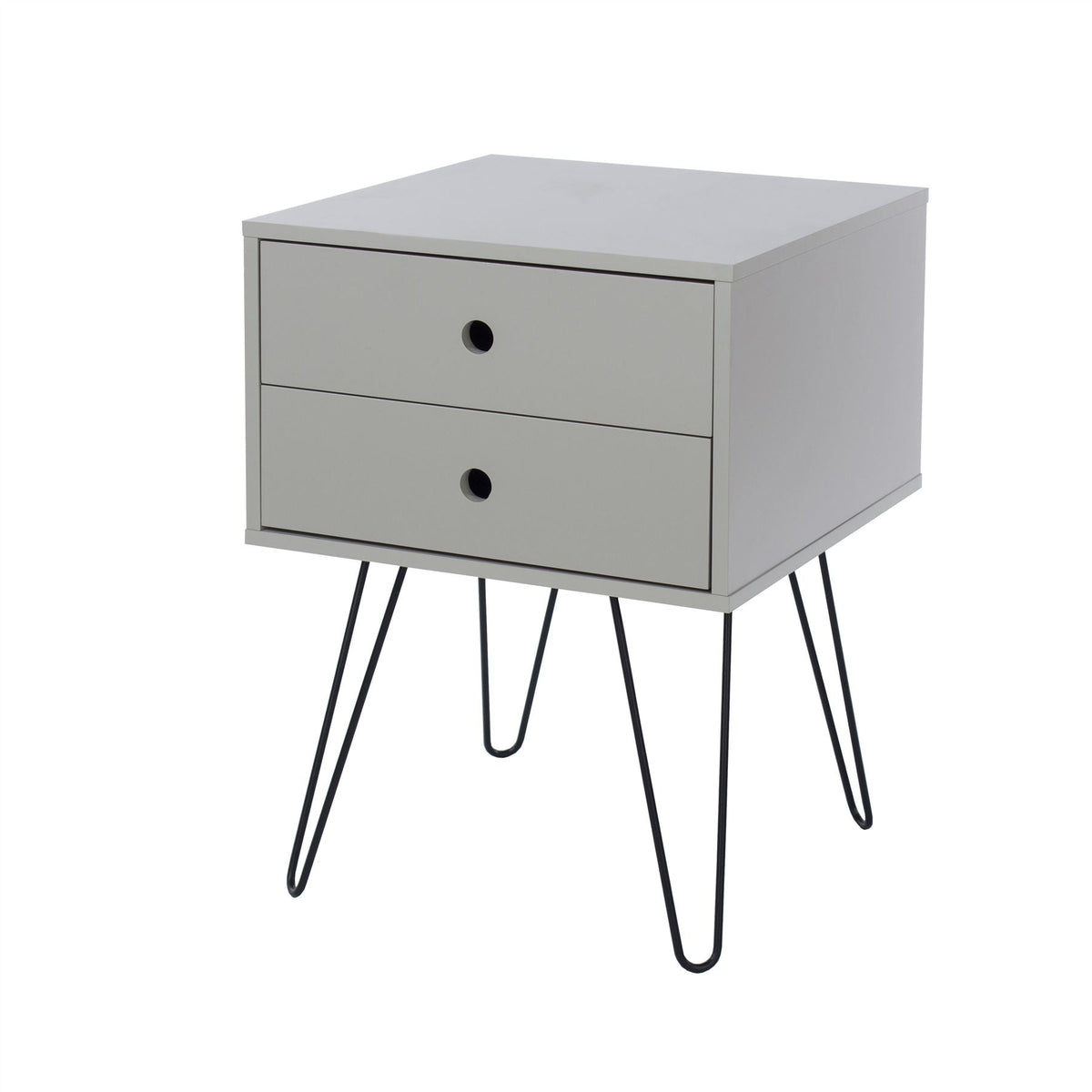 Options Grey Telford Metal Leg 2 Drawer Bedside Cabinet