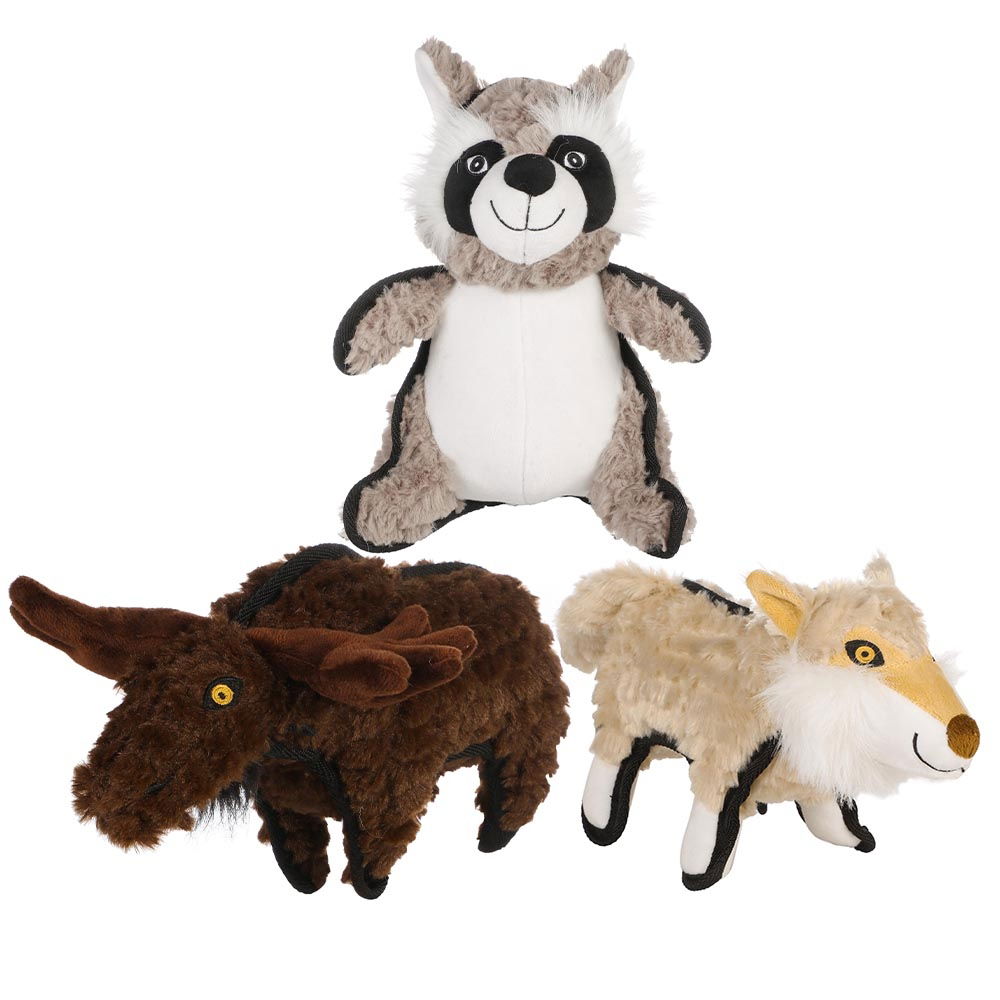 Ministry Of Pets Woodland Tough Canvas Plush Toys Squeaker - Case of 3