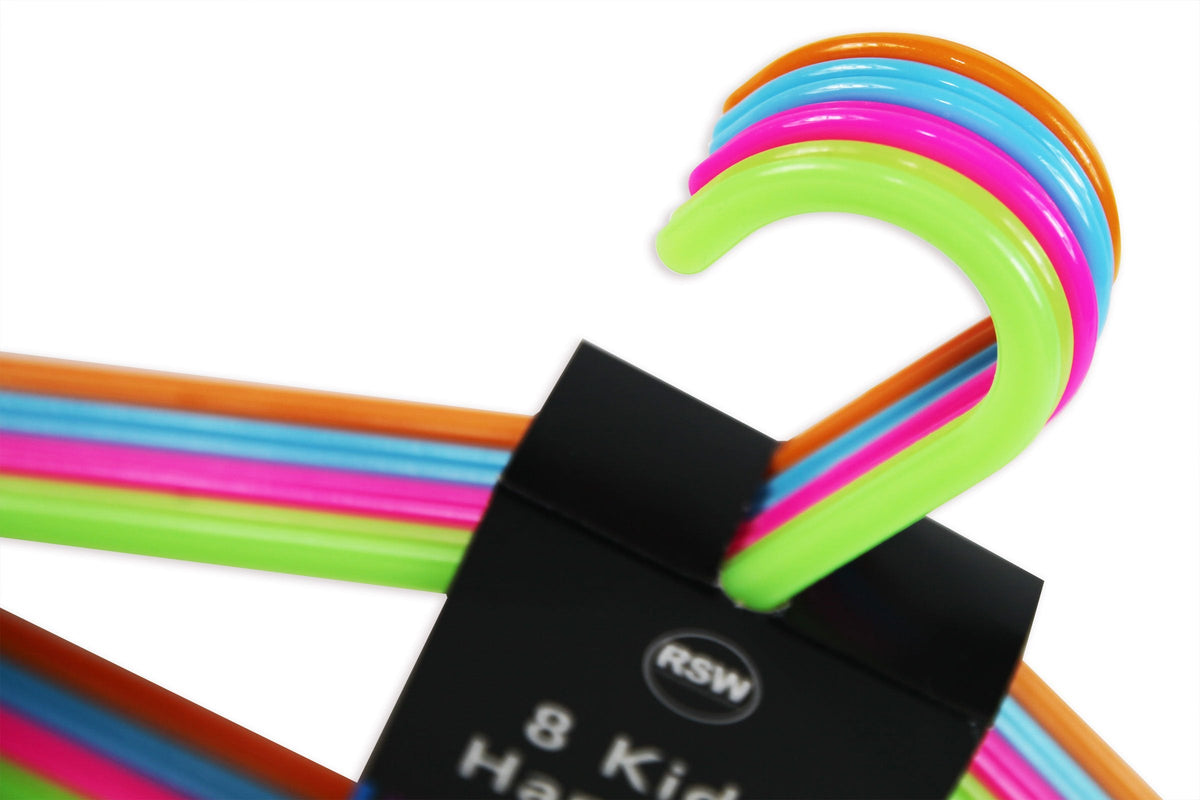 Royle Pack of 8 Kids Hangers 4 Bright Colours Baby Child Coloured Plastic Coat Clothes