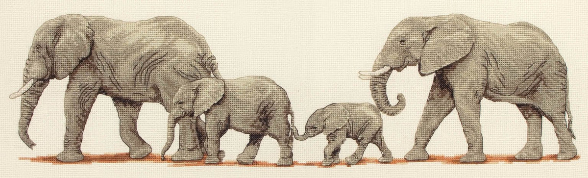 Anchor PCE732 Cross Stitch Kit: Elephant Stroll, Multi, 14 x 47cm