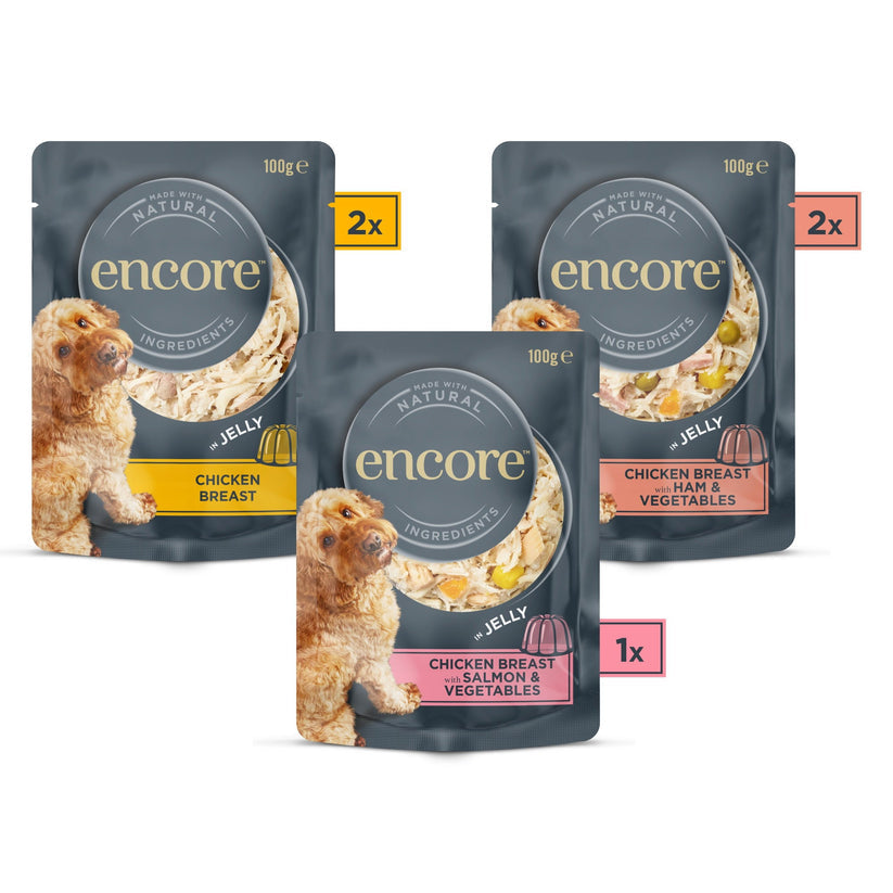 Encore Deluxe Collection Adult Wet Dog Pouch Chicken Select jelly 5 x 100g - Case of 4