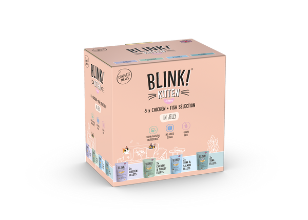 Blink! Kitten Food Chicken and Fish Fillets in Jelly 8 x 85g - Case of 3