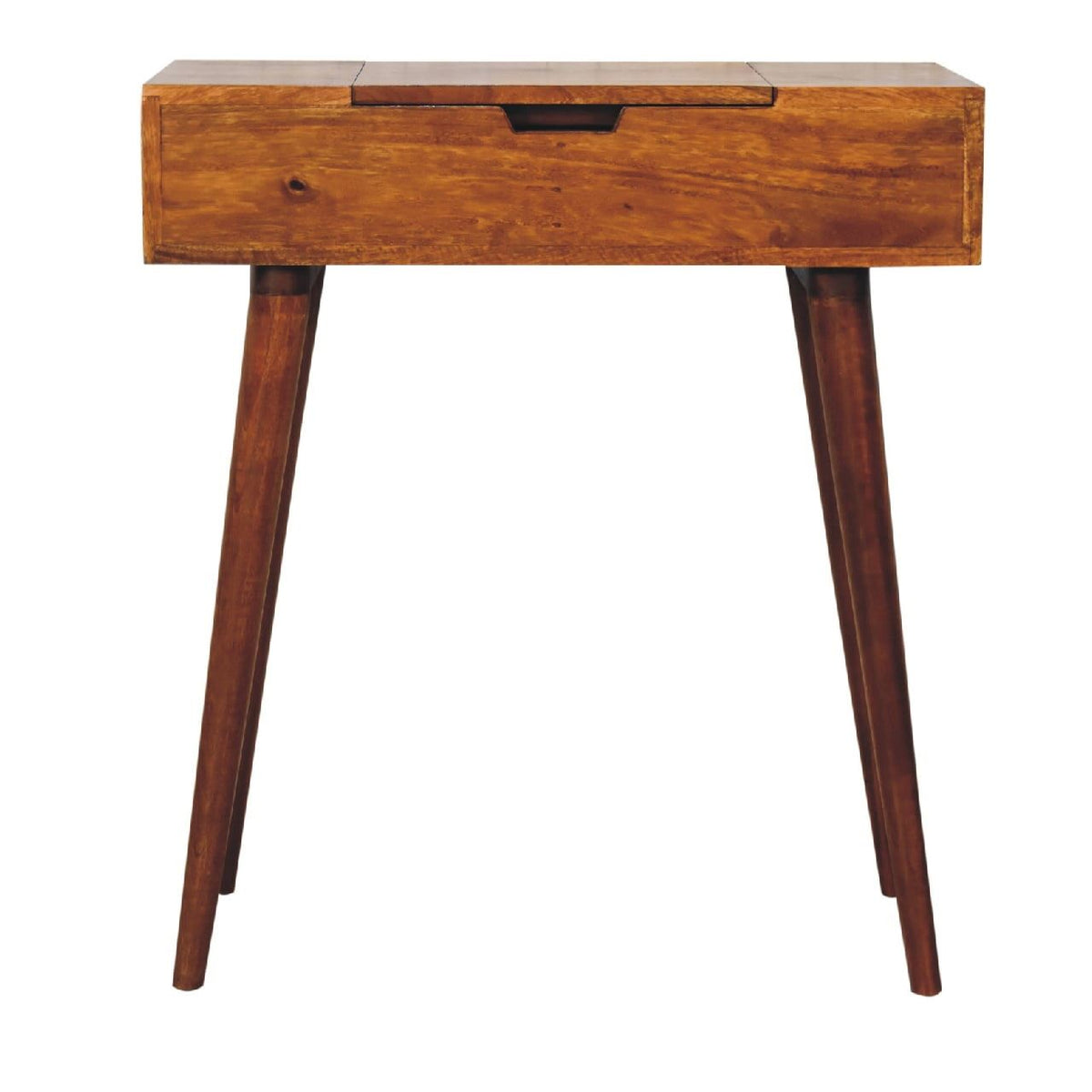 Artisan Mini Chestnut Squared Dressing Table with Foldable Mirror
