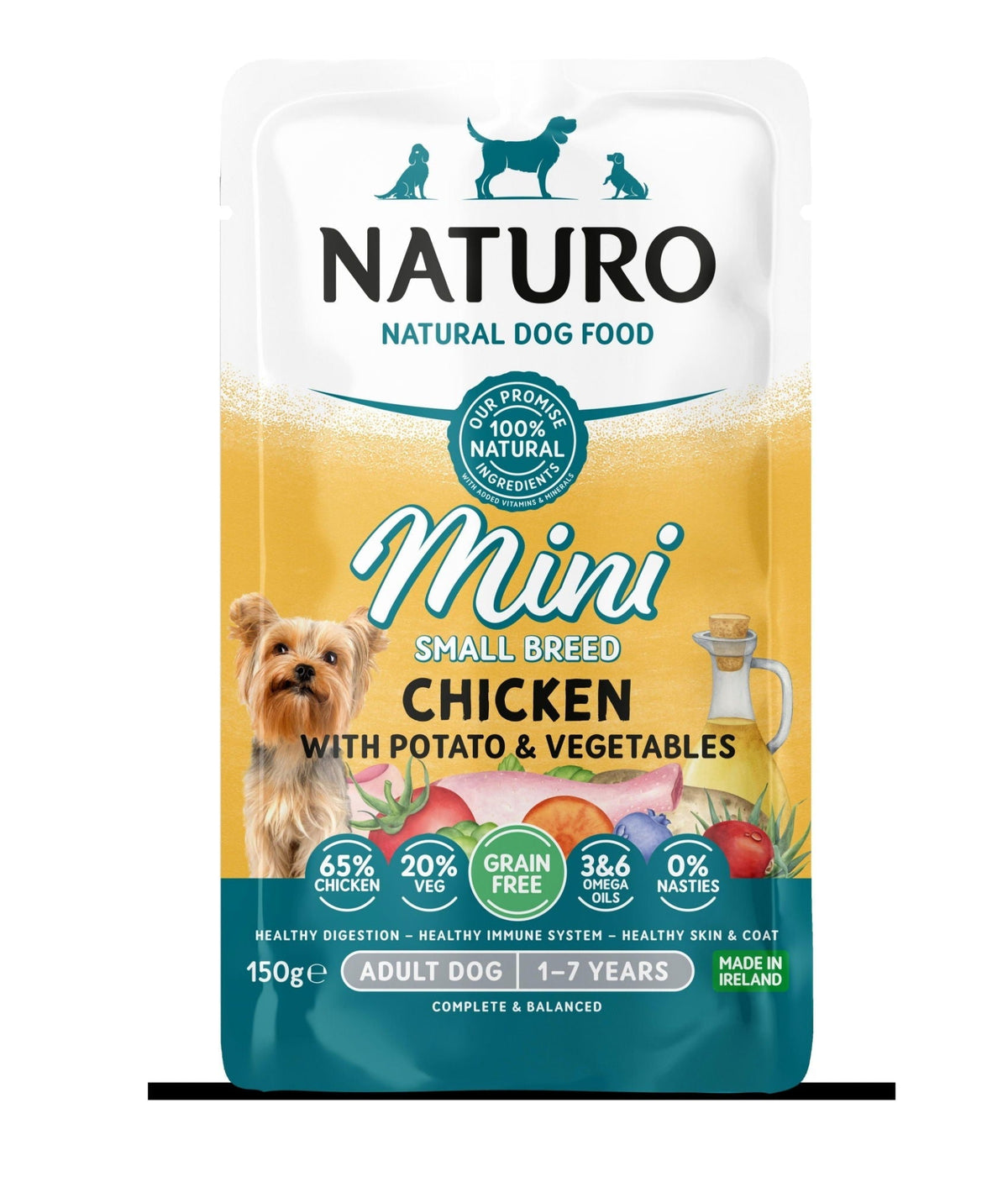 Naturo Adult Mini Grain Free Chicken with Potato and Vegetables 150g Pouch - Case of 8