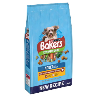 4 x Purina Bakers Adulto Pollo y Verduras 3Kg