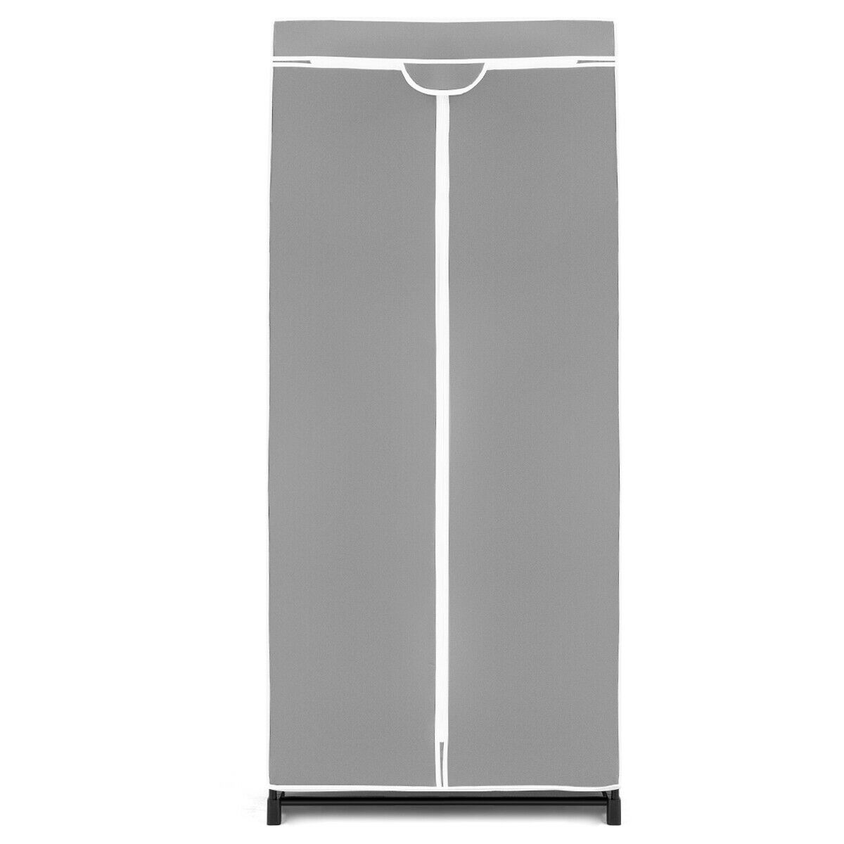 Single Canvas Wardrobe with Dust-proof Cover-Black