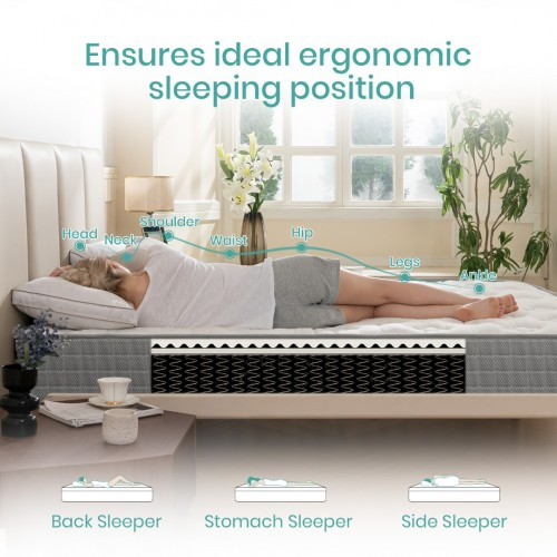 MTS008 - Good Nite Memory Foam & Bonnell Spring Mattress – Pressure Relief, Breathable & Hypoallergenic Comfort - 90×190×18cm