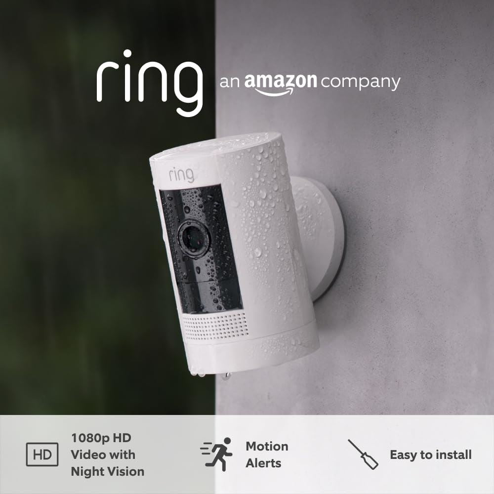 Ring Indoor and Outdoor Camera | Stick Up Cam Plug-In - White (2nd Gen)