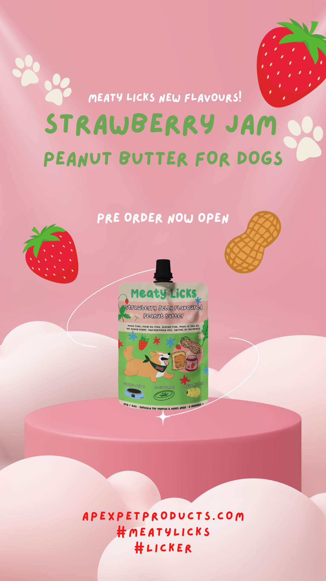 Meaty Licks Strawberry Jam peanut butter 113g