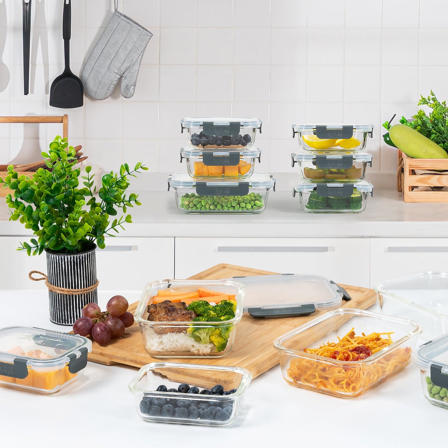 Igluu Meal Prep Glass Food Storage Containers | 10 Pack | 1050ml & 370ml